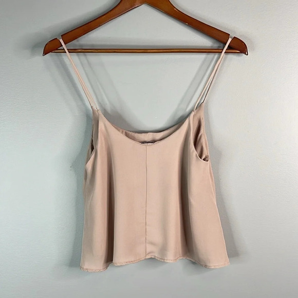 5/$25 BRANDY MELVILLE Tan Crop Cami Top Spaghetti Straps One Size As Is - Picture 3 of 8